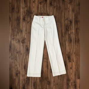 White house black market cream with silver accent stitching trouser pants size 4